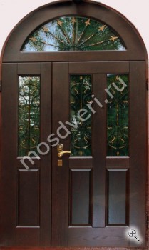 Арочная входная дверь с элементами ковки и стеклом ВДА-1165 - купить от производителя Мосдвери Арочная входная дверь с элементами ковки и стеклом ВДА-1165