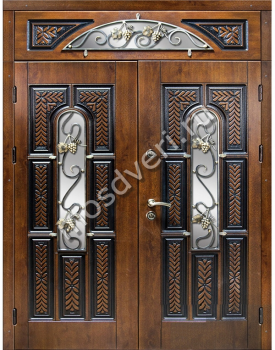 Престижная дверь с массивом дуба и кованой виноградной лозой - купить от производителя Мосдвери Престижная дверь с массивом дуба и кованой виноградной лозой